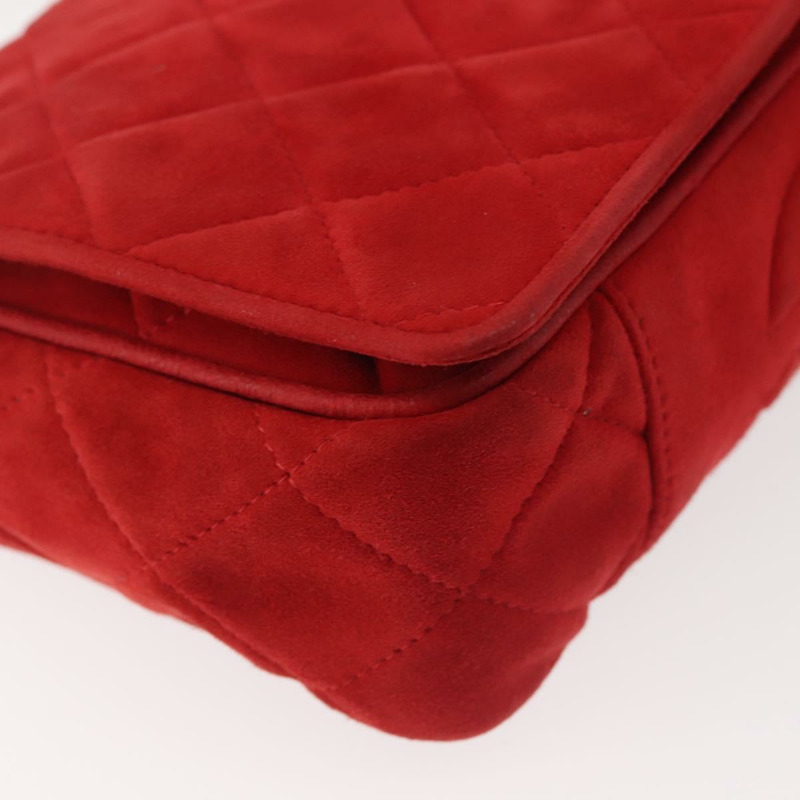 【日本直送】香奈兒 Matelasse 鏈條單肩包 絨面革 紅金 CC 正品 BA5777-7