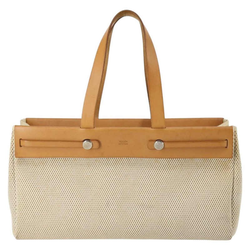 【日本直送】HERMES Her Bag Cabus GM 手提包帆布皮革米色正品 143299-1