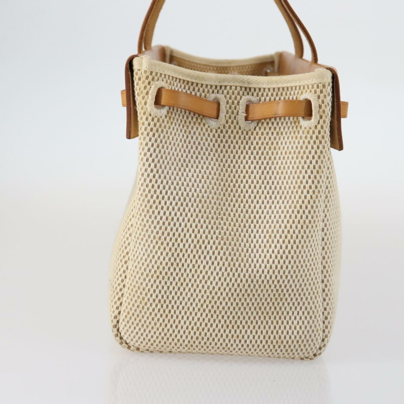 【日本直送】HERMES Her Bag Cabus GM 手提包帆布皮革米色正品 143299-3