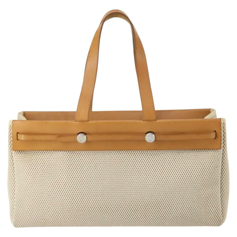 【日本直送】HERMES Her Bag Cabus GM 手提包帆布皮革米色正品 143299-12