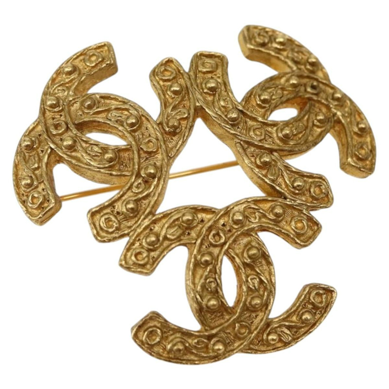【日本直送】香奈兒三重可可胸針金屬金 CC 正品 BA5789V-0