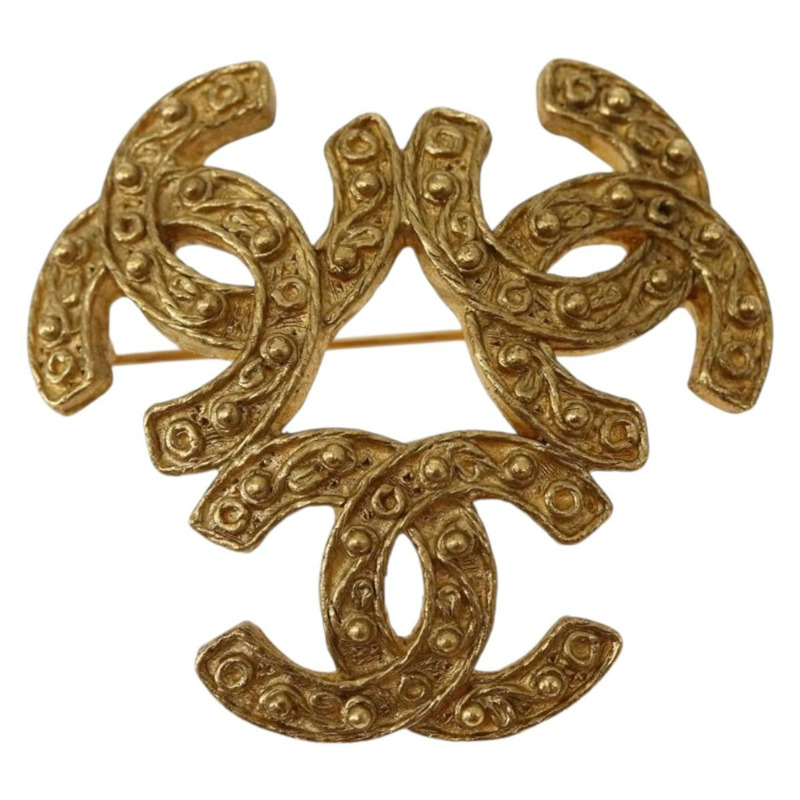 【日本直送】香奈兒三重可可胸針金屬金 CC 正品 BA5789V-1