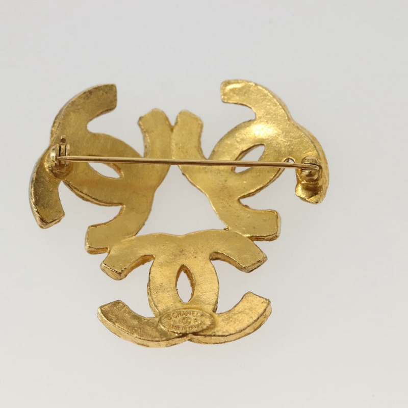 【日本直送】香奈兒三重可可胸針金屬金 CC 正品 BA5789V-2