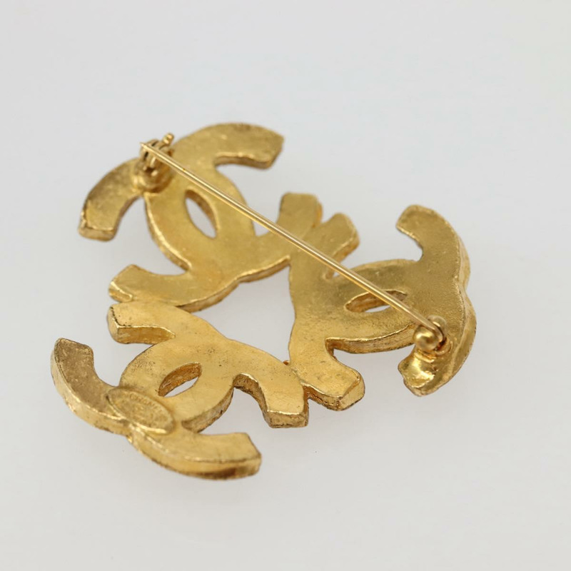 【日本直送】香奈兒三重可可胸針金屬金 CC 正品 BA5789V-3