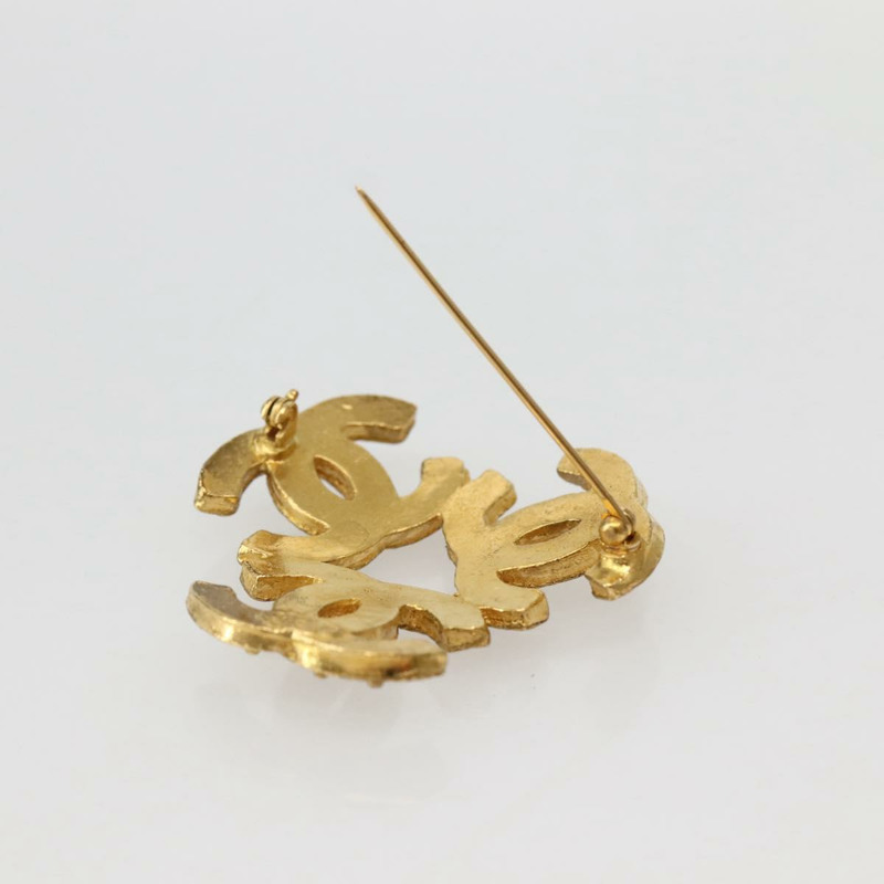 【日本直送】香奈兒三重可可胸針金屬金 CC 正品 BA5789V-4