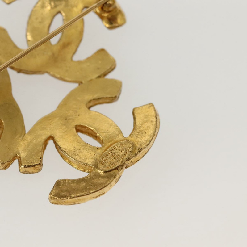 【日本直送】香奈兒三重可可胸針金屬金 CC 正品 BA5789V-7