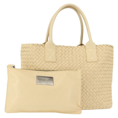 BOTTEGA VENETA INTRECCIATO Cabas 小號手提包 皮革 米色 141498 正品 BA5771