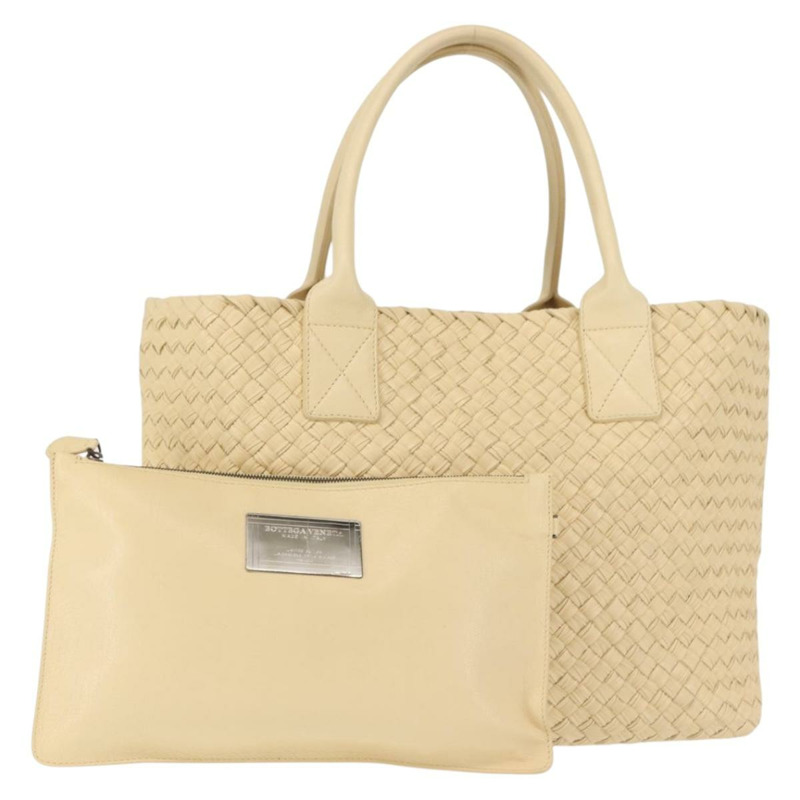 【日本直送】BOTTEGA VENETA INTRECCIATO Cabas 小號手提包 皮革 米色 141498 正品 BA5771-0