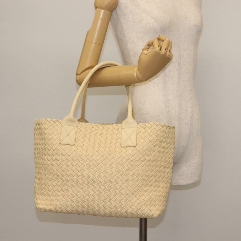 【日本直送】BOTTEGA VENETA INTRECCIATO Cabas 小號手提包 皮革 米色 141498 正品 BA5771-21