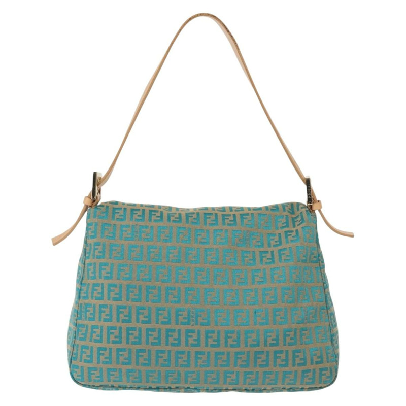 【日本直送】FENDI Zucchino 帆布 Mamma Baguette 單肩包 金綠色 正品 138349-1