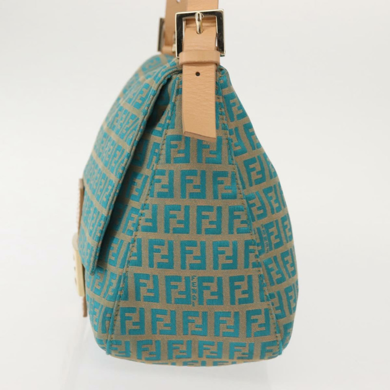 【日本直送】FENDI Zucchino 帆布 Mamma Baguette 單肩包 金綠色 正品 138349-2