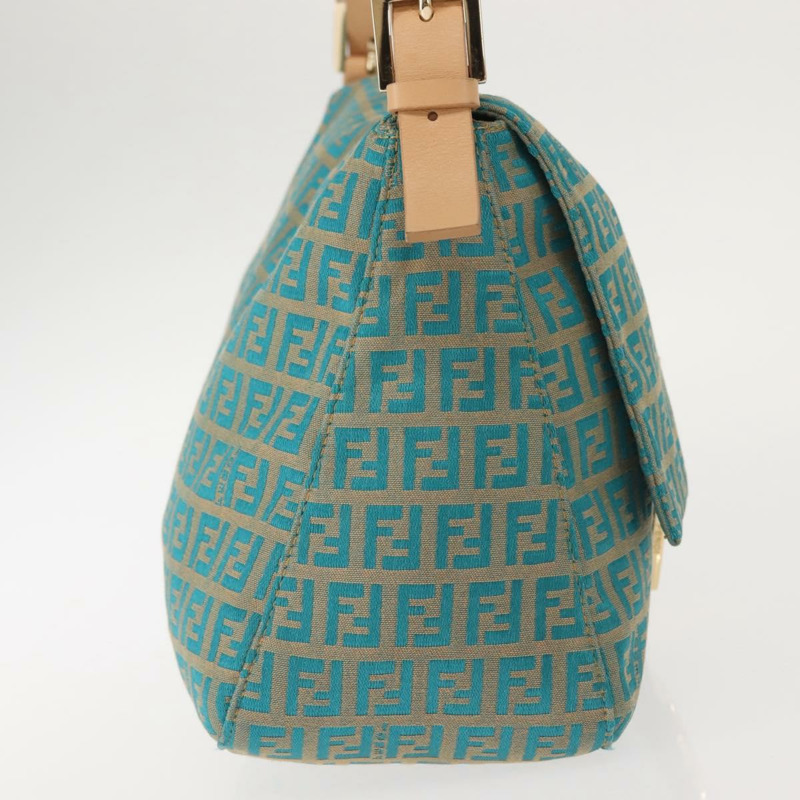 【日本直送】FENDI Zucchino 帆布 Mamma Baguette 單肩包 金綠色 正品 138349-3