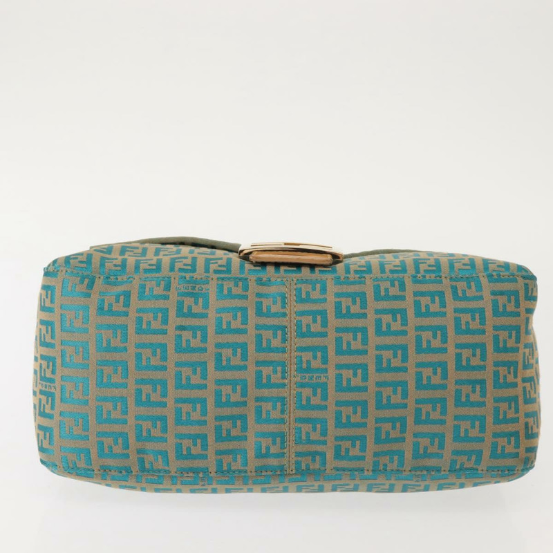 【日本直送】FENDI Zucchino 帆布 Mamma Baguette 單肩包 金綠色 正品 138349-4