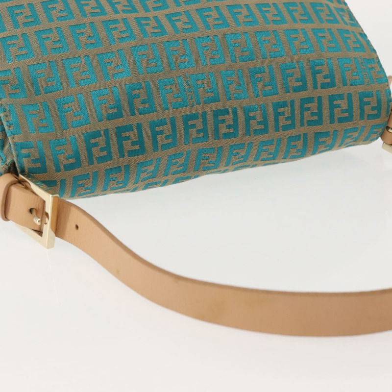 【日本直送】FENDI Zucchino 帆布 Mamma Baguette 單肩包 金綠色 正品 138349-5