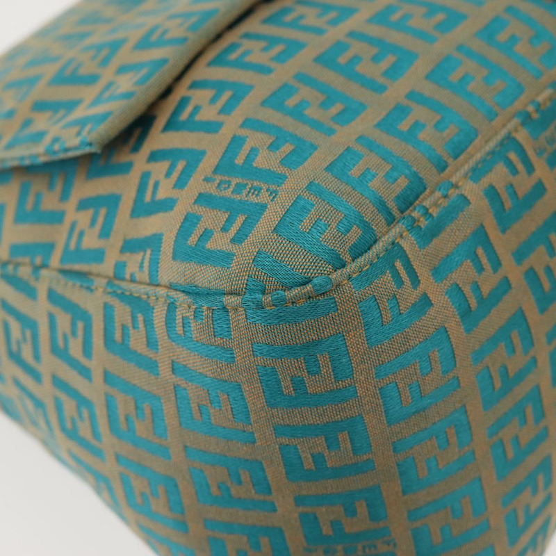 【日本直送】FENDI Zucchino 帆布 Mamma Baguette 單肩包 金綠色 正品 138349-13