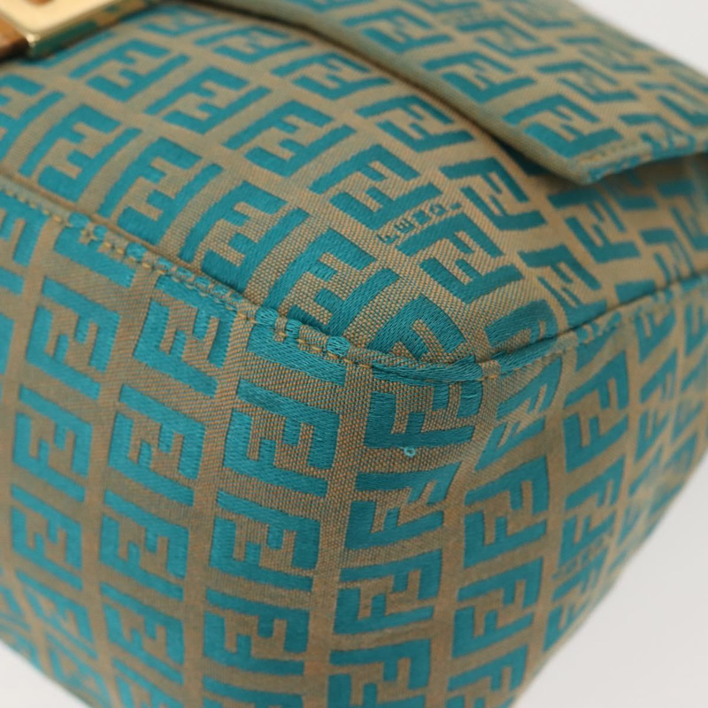 【日本直送】FENDI Zucchino 帆布 Mamma Baguette 單肩包 金綠色 正品 138349-14