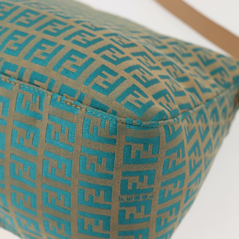 【日本直送】FENDI Zucchino 帆布 Mamma Baguette 單肩包 金綠色 正品 138349-16
