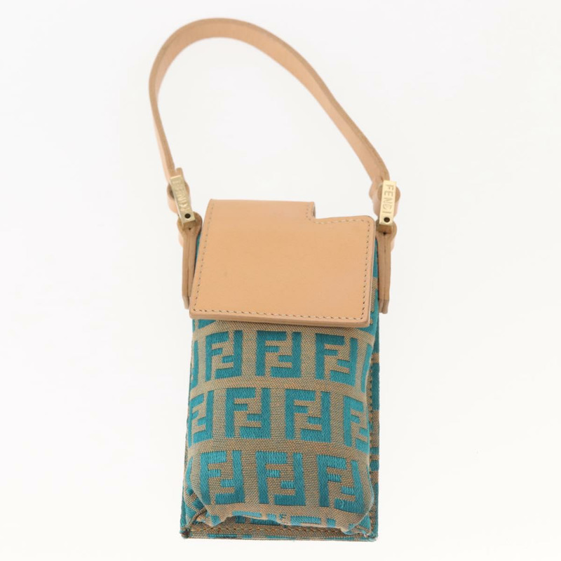 【日本直送】FENDI Zucchino 帆布 Mamma Baguette 單肩包 金綠色 正品 138349-23