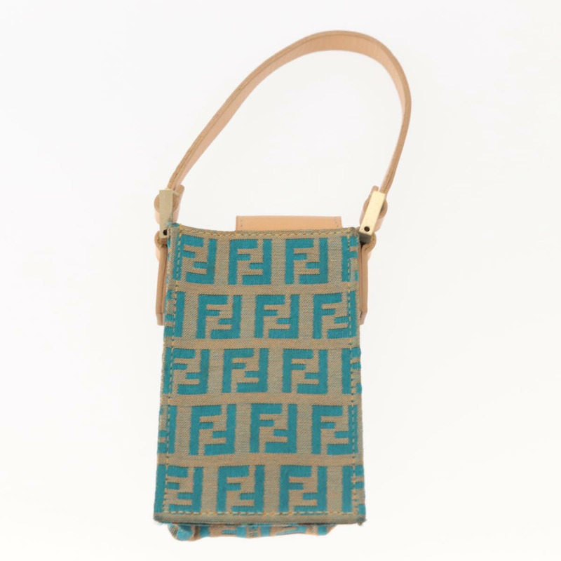 【日本直送】FENDI Zucchino 帆布 Mamma Baguette 單肩包 金綠色 正品 138349-24