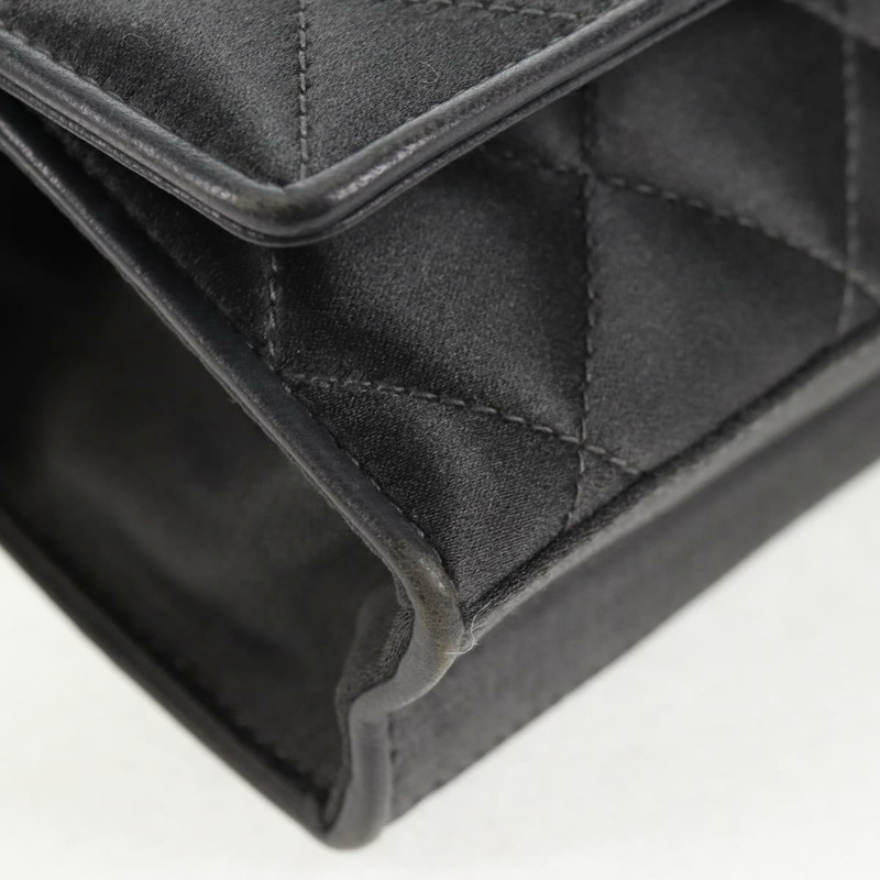 【日本直送】香奈兒 Matelasse 山茶花鏈單肩包 緞面灰金 CC 正品 143981V-14