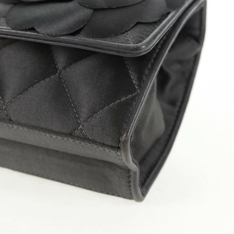 【日本直送】香奈兒 Matelasse 山茶花鏈單肩包 緞面灰金 CC 正品 143981V-15