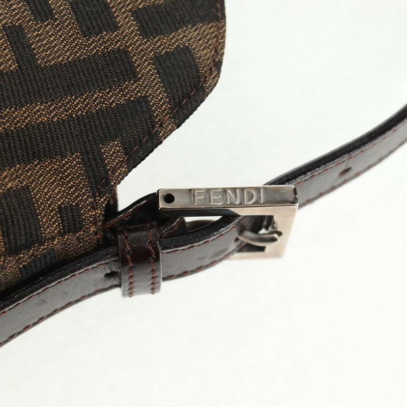【日本直送】FENDI Zucca 帆布 Mamma Baguette 單肩包 黑棕色 正品 143821V-7