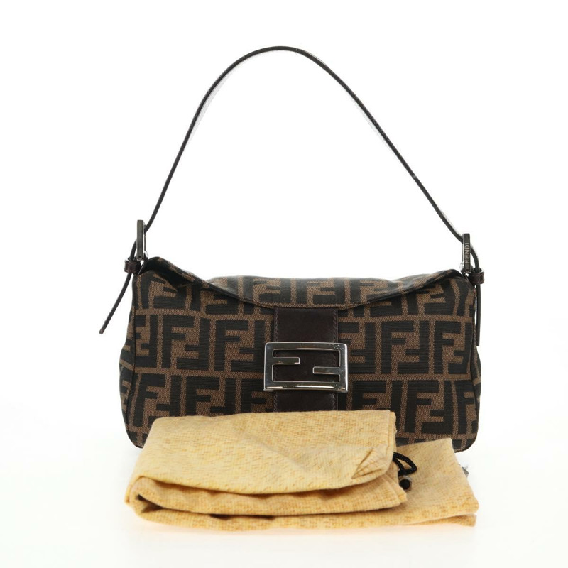 【日本直送】FENDI Zucca 帆布 Mamma Baguette 單肩包 黑棕色 正品 143821V-11