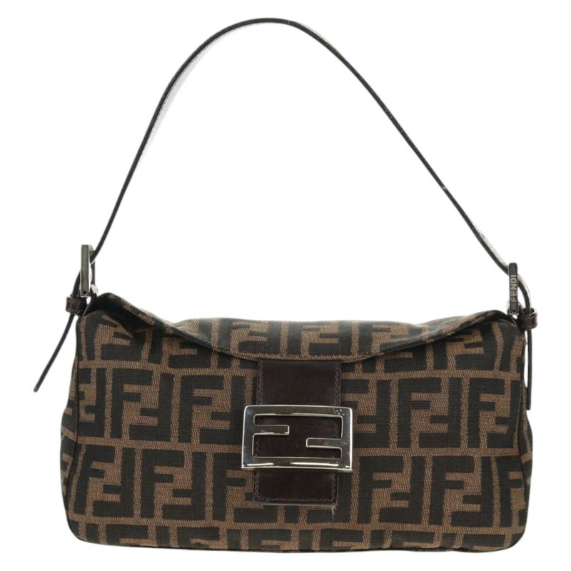 【日本直送】FENDI Zucca 帆布 Mamma Baguette 單肩包 黑棕色 正品 143821V-12