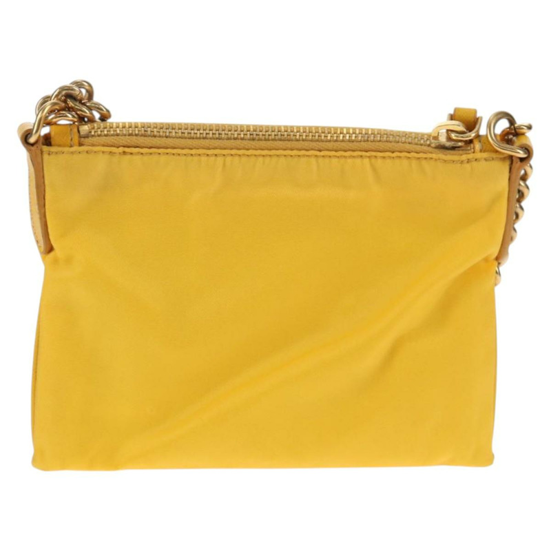 【日本直送】PRADA 鏈條單肩包 尼龍皮革 黃金 正品 143507V-1