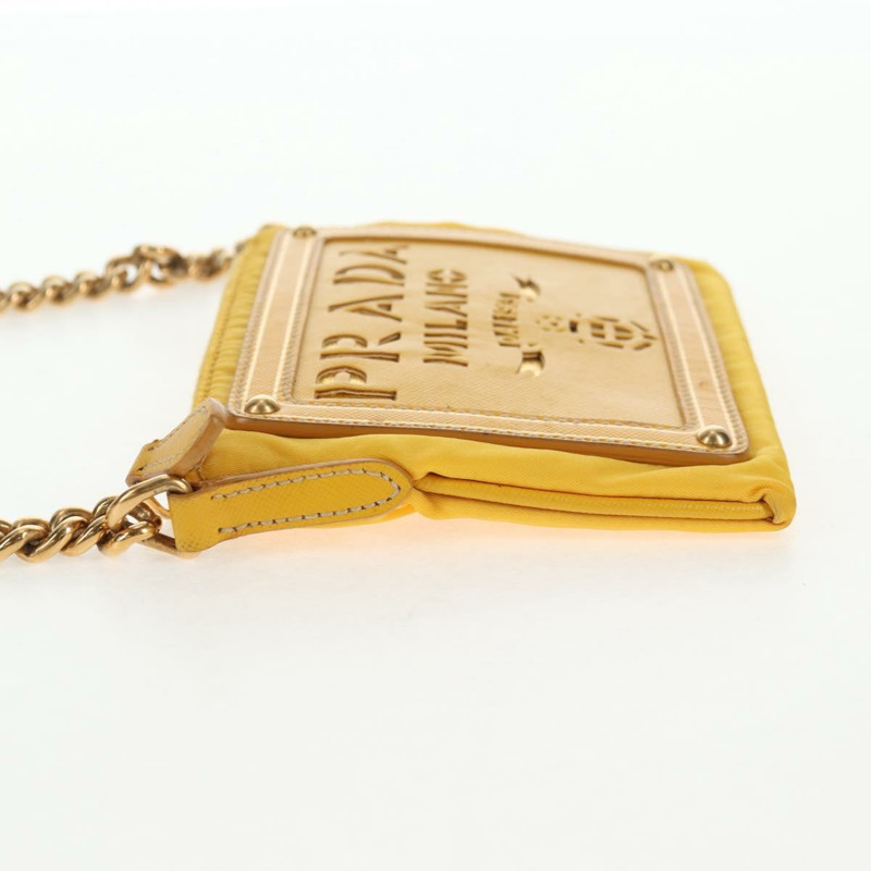 【日本直送】PRADA 鏈條單肩包 尼龍皮革 黃金 正品 143507V-2