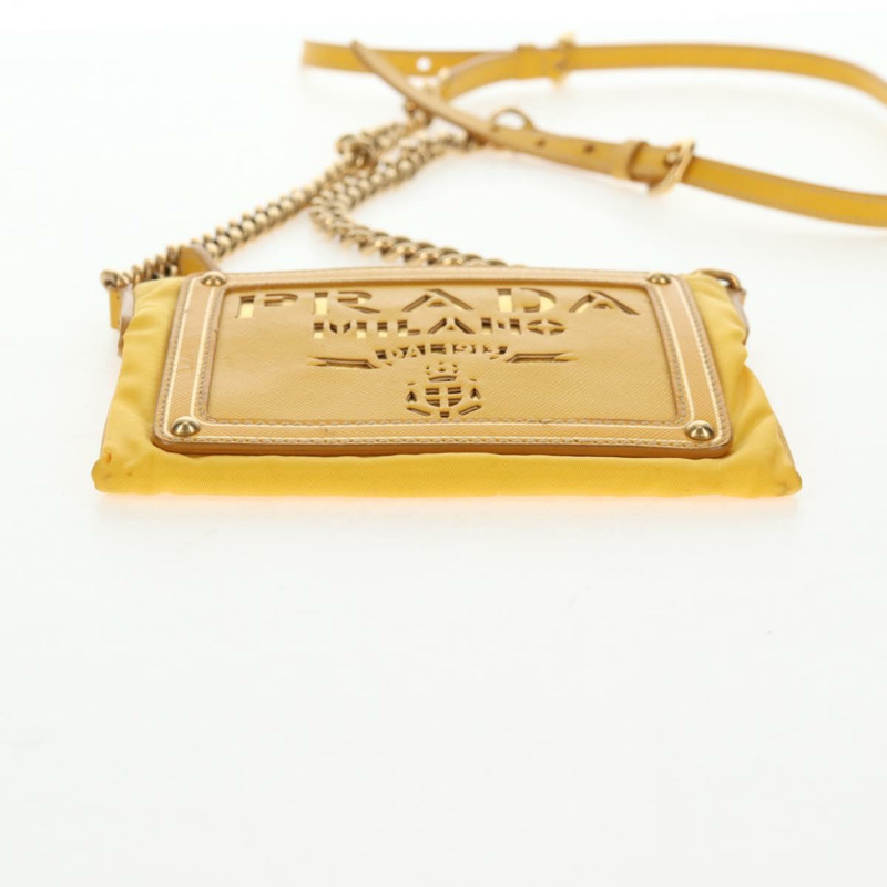 【日本直送】PRADA 鏈條單肩包 尼龍皮革 黃金 正品 143507V-4