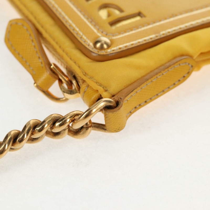 【日本直送】PRADA 鏈條單肩包 尼龍皮革 黃金 正品 143507V-19