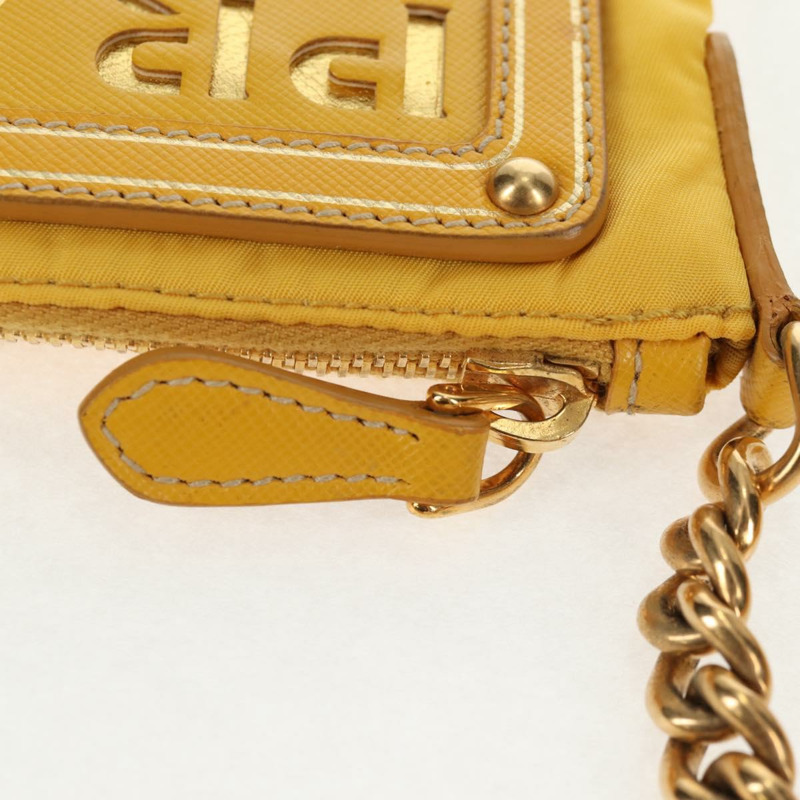 【日本直送】PRADA 鏈條單肩包 尼龍皮革 黃金 正品 143507V-20