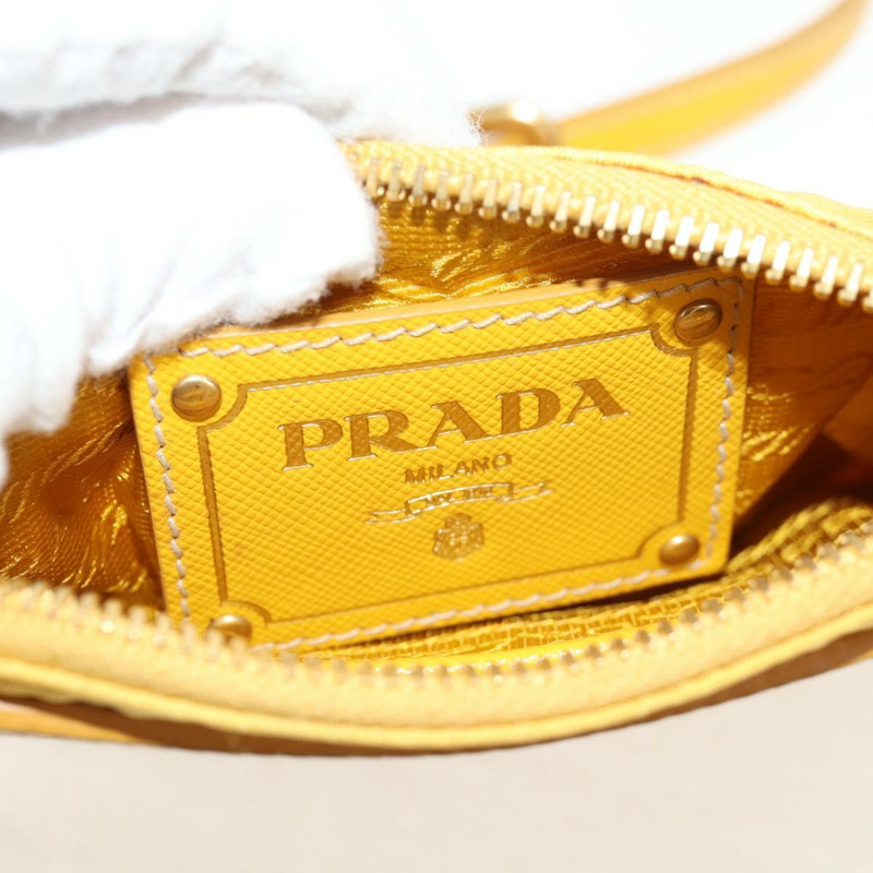 【日本直送】PRADA 鏈條單肩包 尼龍皮革 黃金 正品 143507V-21