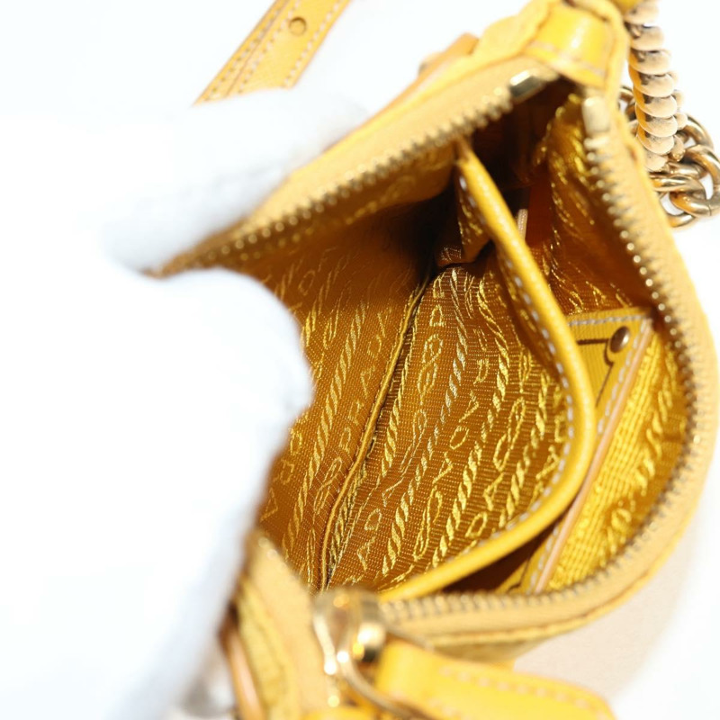 【日本直送】PRADA 鏈條單肩包 尼龍皮革 黃金 正品 143507V-24