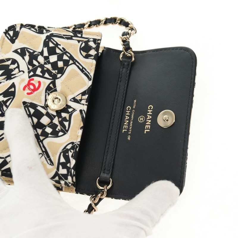 【日本直送】香奈兒 Matelasse 鏈條單肩包 帆布 米色金色 CC 正品 143514M-8