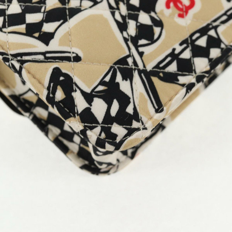 【日本直送】香奈兒 Matelasse 鏈條單肩包 帆布 米色金色 CC 正品 143514M-16