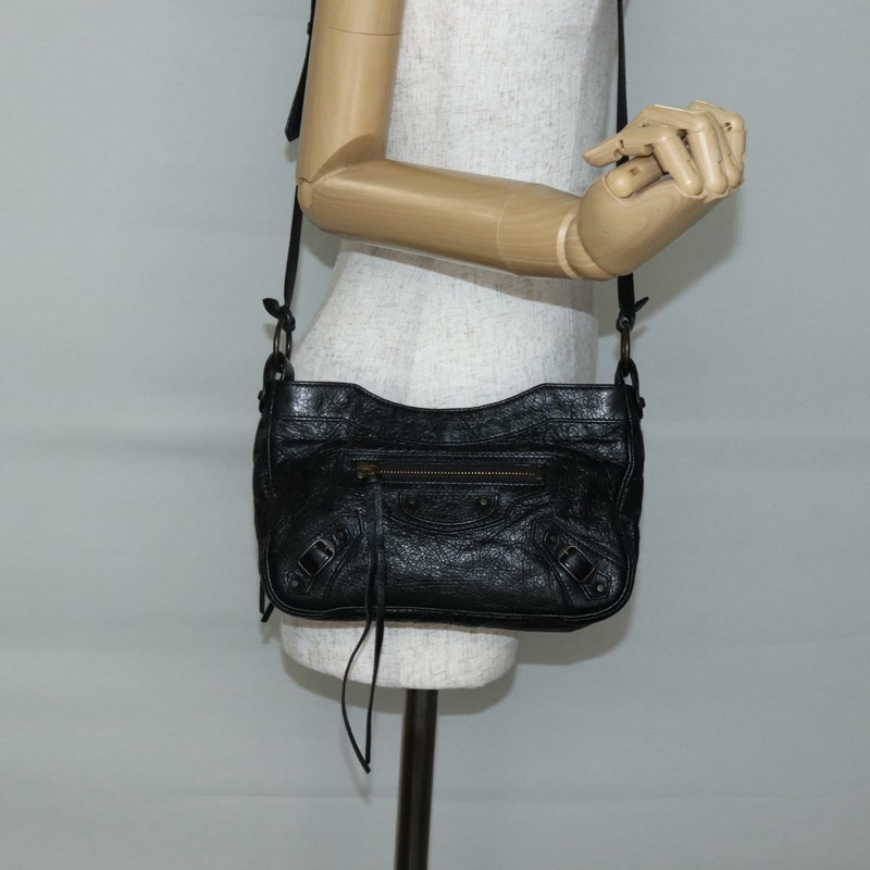 【日本直送】BALENCIAGA The Hip 單肩包 皮革 黑色 242803 正品 128176V-21