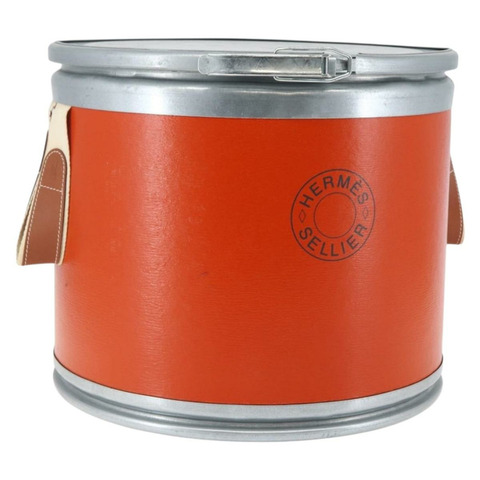 HERMES 馬鞍盒 金屬 橘色 銀色 正品 141723V
