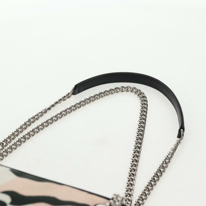 【日本直送】香奈兒 Chain Cruise Line 單肩包 帆布 粉紅色 銀色 CC 正品 139043V-14