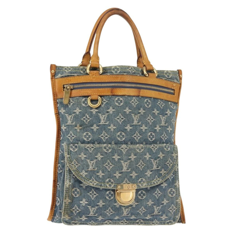 【日本直送】路易威登 Monogram 牛仔布扁平購物托特包藍色 M95018 LV 授權 144442-0
