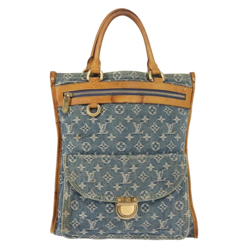 【日本直送】路易威登 Monogram 牛仔布扁平購物托特包藍色 M95018 LV 授權 144442-1