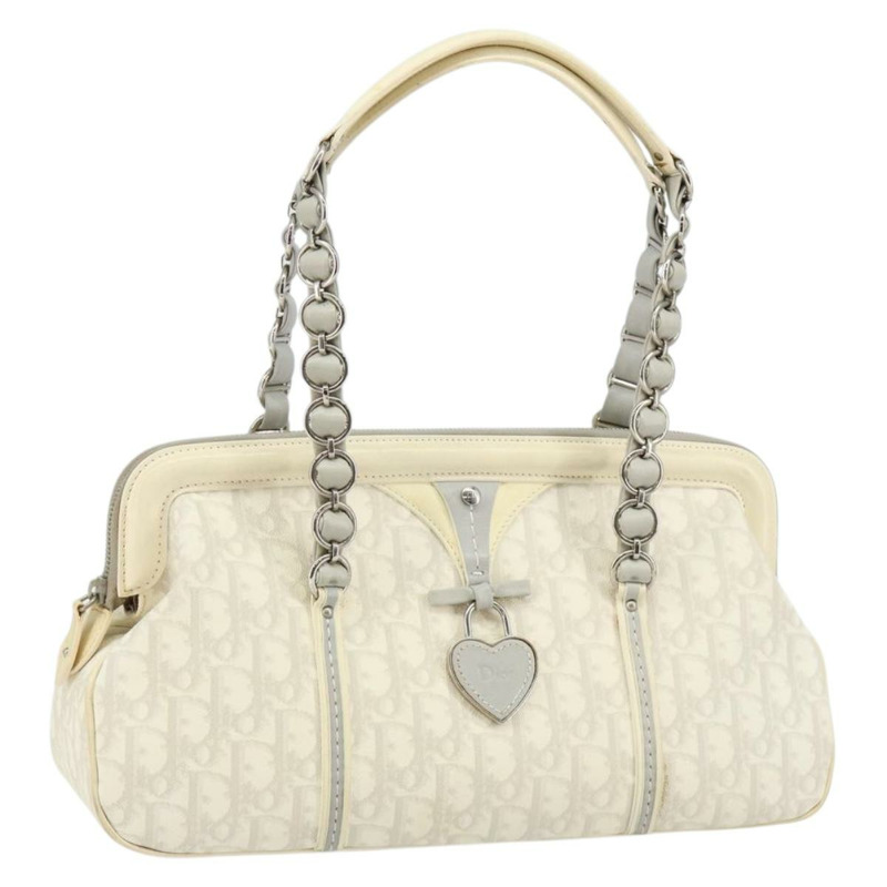 【日本直送】Christian Dior Trotter 帆布鏈條浪漫托特包 PVC 白色正品 144916V-0