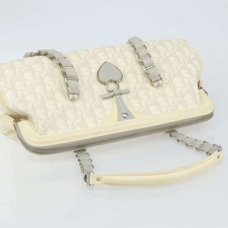 【日本直送】Christian Dior Trotter 帆布鏈條浪漫托特包 PVC 白色正品 144916V-5