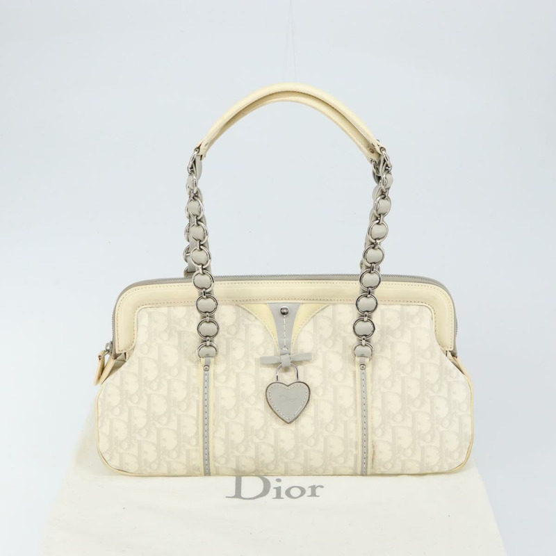 【日本直送】Christian Dior Trotter 帆布鏈條浪漫托特包 PVC 白色正品 144916V-11