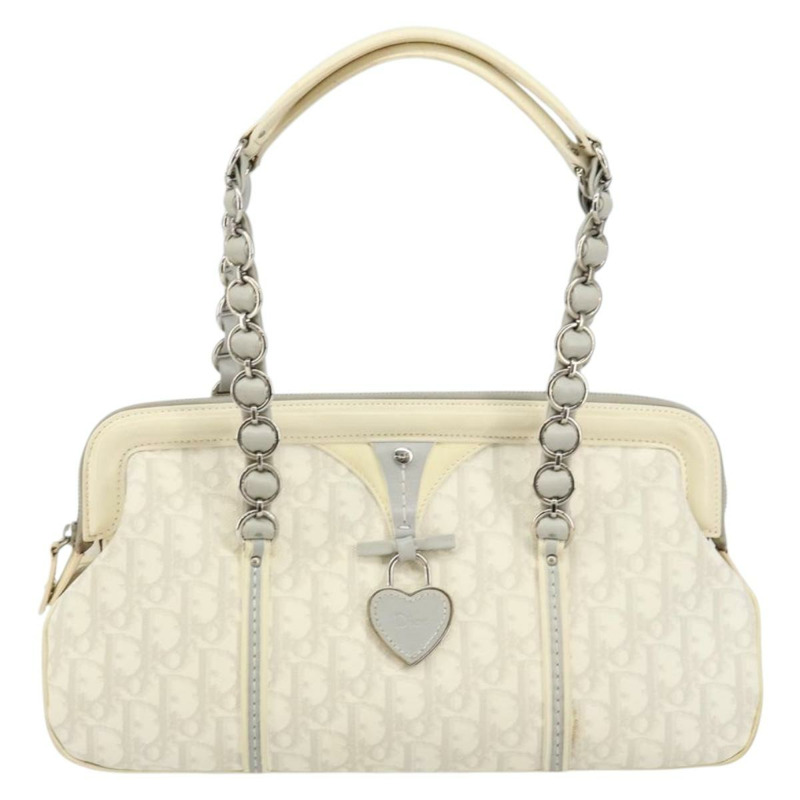 【日本直送】Christian Dior Trotter 帆布鏈條浪漫托特包 PVC 白色正品 144916V-12