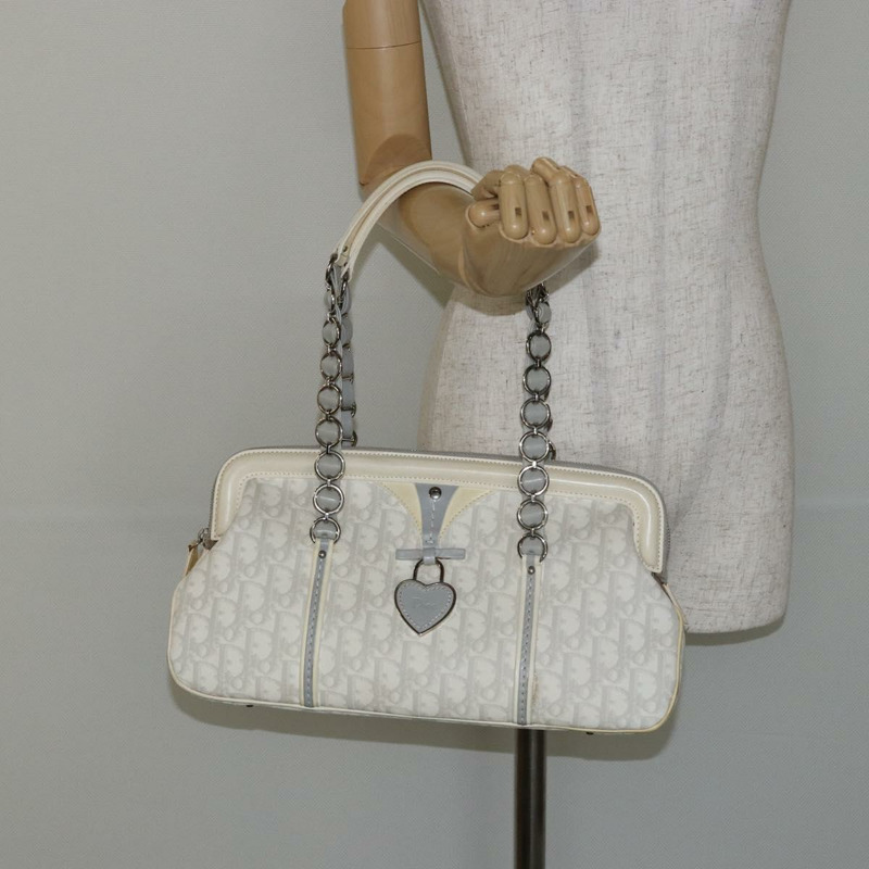 【日本直送】Christian Dior Trotter 帆布鏈條浪漫托特包 PVC 白色正品 144916V-24