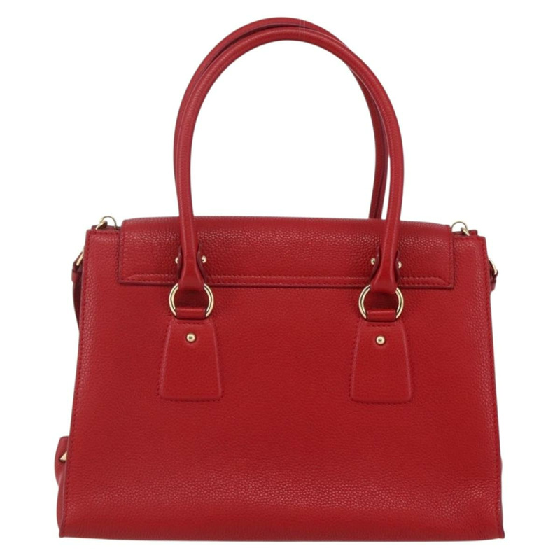【日本直送】Salvatore Ferragamo Gancini 手提包 皮革 2 向 紅金 正品 143649V-1