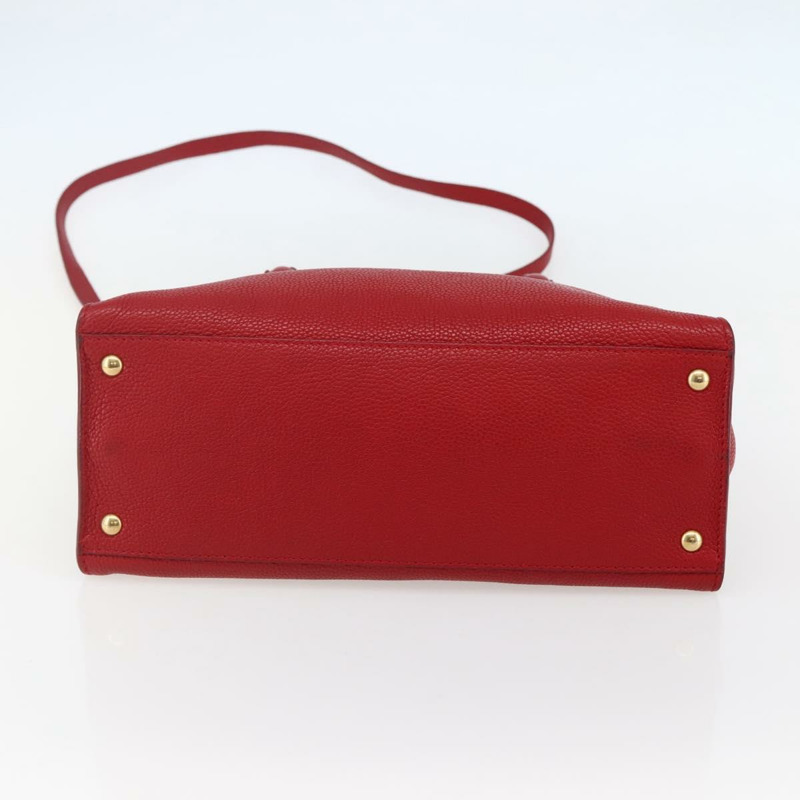 【日本直送】Salvatore Ferragamo Gancini 手提包 皮革 2 向 紅金 正品 143649V-4