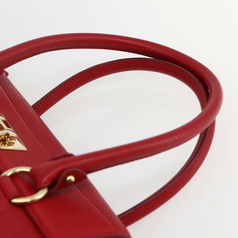 【日本直送】Salvatore Ferragamo Gancini 手提包 皮革 2 向 紅金 正品 143649V-13
